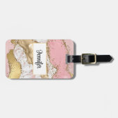Luxe Roos Goud Roze Marmeren Ontwerp Bagagelabel (Voorkant horizontaal)