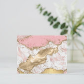 Luxe Roos Goud Roze Marmeren Ontwerp Briefkaart (Staand voorkant)