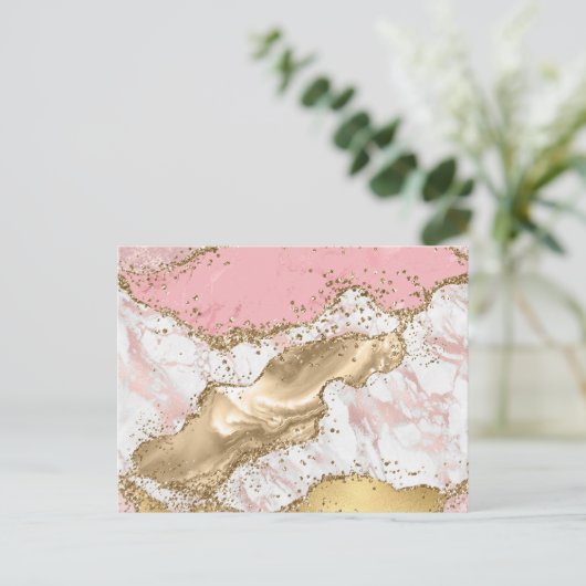 Luxe Roos Goud Roze Marmeren Ontwerp Briefkaart (Staand voorkant)