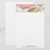 Luxe Roos Goud Roze Marmeren Ontwerp Briefpapier (Voorkant / Achterkant)