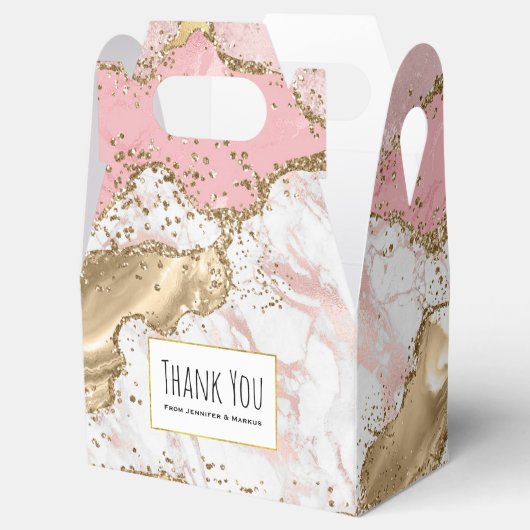 Luxe Roos Goud Roze Marmeren Ontwerp Dank u Bedankdoosjes (Geopend)