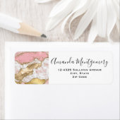 Luxe Roos Goud Roze Marmeren Ontwerp Etiket (Insitu)