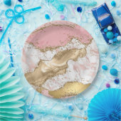 Luxe Roos Goud Roze Marmeren Ontwerp Papieren Bordje (Feest)