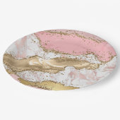 Luxe Roos Goud Roze Marmeren Ontwerp Papieren Bordje (Gekanteld)
