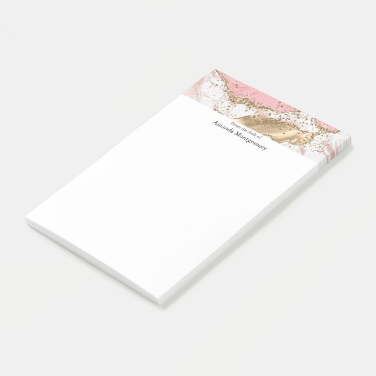 Luxe Roos Goud Roze Marmeren Ontwerp Post-it® Notes (Schuin)