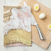 Luxe Roos Goud Roze Marmeren Ontwerp Theedoek (Quarter Fold)