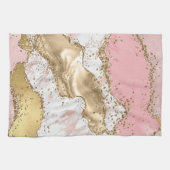 Luxe Roos Goud Roze Marmeren Ontwerp Theedoek (Horizontaal)