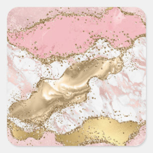 Luxe Roos Goud Roze Marmeren Ontwerp Vierkante Sticker