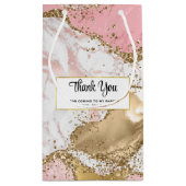 Luxe Roos Goud Roze Marmeren Partij Dank u Klein Cadeauzakje (Achterkant)