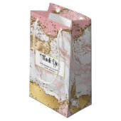 Luxe Roos Goud Roze Marmeren Partij Dank u Klein Cadeauzakje (Voorkant Gekanteld)