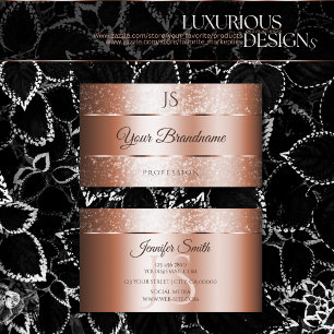 Luxe Roos Goud Sparkly Glitter en Initialen Visitekaartje