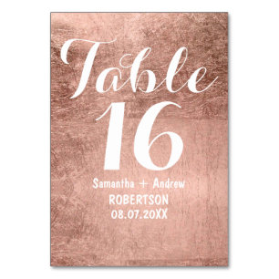 Luxe roos goudblad trouwtafel nummer kaart
