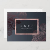 Luxe roos gouden botanische bruiloft RSVP Uitnodiging Briefkaart (Voorkant / Achterkant)