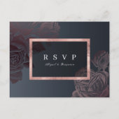 Luxe roos gouden botanische bruiloft RSVP Uitnodiging Briefkaart (Voorkant)