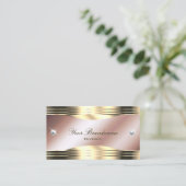 Luxe Roos Gouden Glanzende Diamanten met QR-code Visitekaartje (Staand voorkant)