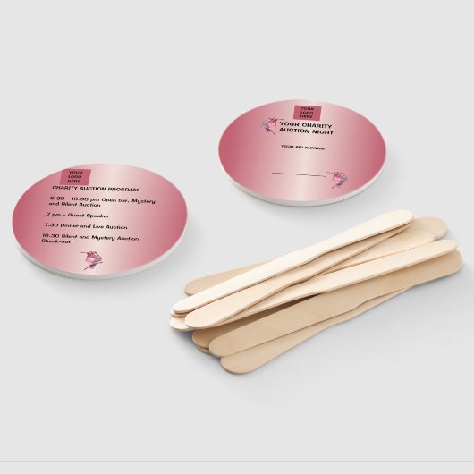 Luxe roos-gouden liefdadigheidsveiling handwaaier (Niet-gemonteerd)