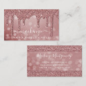 Luxe Roos Gouden Sparkle Glitter Drips Bokeh Visitekaartje (Voorkant / Achterkant)