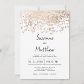 Luxe roos gouden witte script confetti bruiloft kaart (Voorkant)