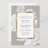 Luxe roos goudgrijs  botanische bruiloft kaart (Voorkant / Achterkant)