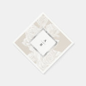 Luxe roos neutraal monogram voor bloemetjesbruilo servet (Hoek)