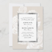 Luxe roos Silver  Botanische bruiloft Kaart (Voorkant)