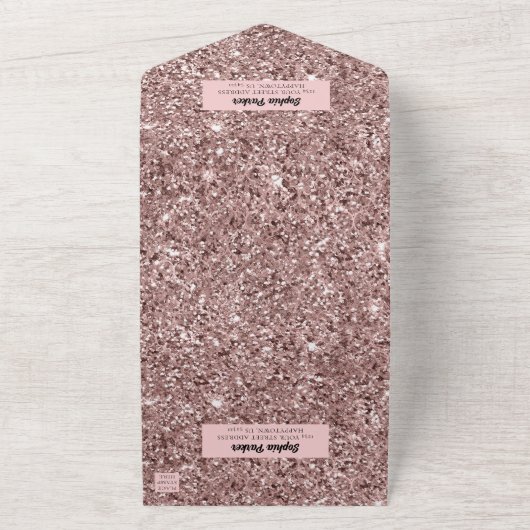 Luxe Roos Wijn Volwassene 40e Verjaardag All In One Uitnodiging (Buitenkant)