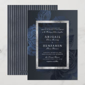 Luxe roos zilver botanische bruiloft kaart (Voorkant / Achterkant)