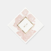 Luxe roos zwart goud  botanisch monogram servet (Hoek)