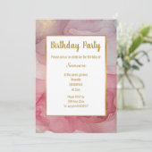 LUXE ROSE BLEU MARBRE ROSE ANNIVERSAIRE INVITATION (Debout devant)