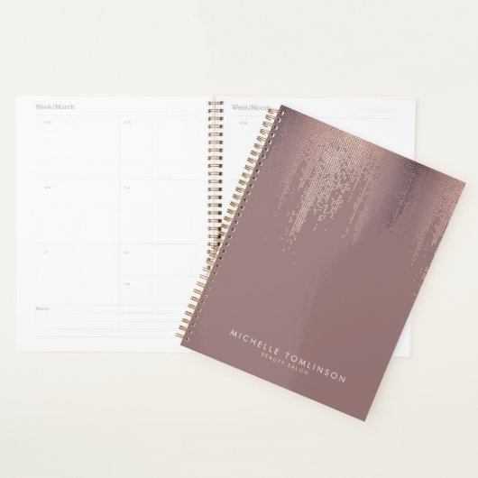 Luxe Rose Gold Confetti Rain carnet de rendez-vous (Devant avec enveloppe)