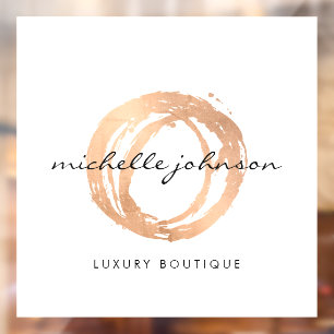 Luxe Rose Gold Geschilderde Cirkel Ontwerper Logo Raamsticker