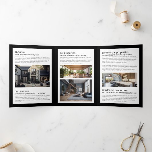 Luxe Rose Gold Skeleton Key Real Estate Brochure (Intérieur)