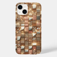 Luxe Rose Goud en Diamant Geometrisch Mozaïek 3D P