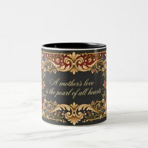 Luxe Rosemaling Moederdag Banner - Vintage Tweekleurige Koffiemok