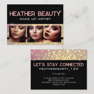 Luxe Rosy Golden Sparkling Glitter Foto Afbeelding Visitekaartje