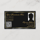 Luxe Royal Black Gold Crown Logo Foto QR Code Visitekaartje (Achterkant)