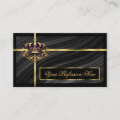 Luxe Royal Black Gold Crown met QR Code Noble Visitekaartje (Voorkant)