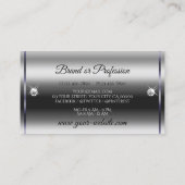 Luxe Royal Blue Sparkle Glitter Diamonds Zilver Visitekaartje (Achterkant)