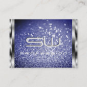 Luxe Royal Blue Sparkle Glitter Monogram Zilver Visitekaartje (Voorkant)