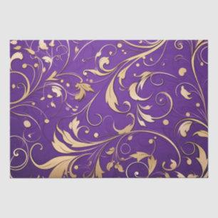 Luxe Royal Paarse en gouden damast patroon Tissuepapier