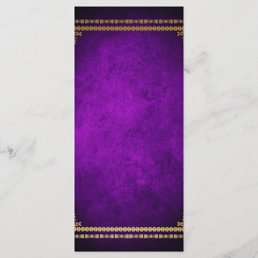 Luxe Royal Paarse & gouden bruiloft Menu (Achterkant)