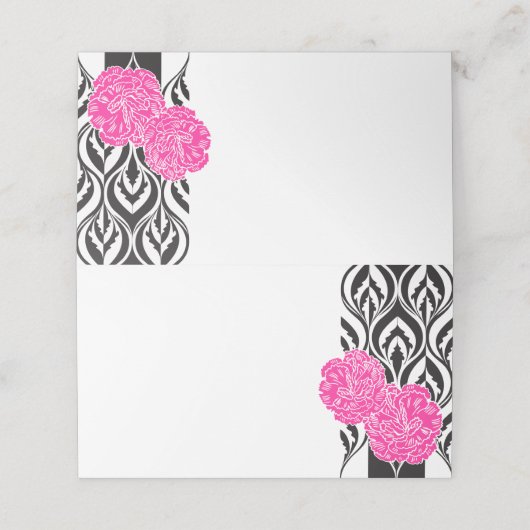 Luxe roze anjer grafische gast plaats kaarten (Buitenkant ongevouwen)