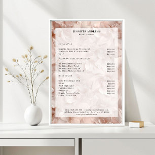 Luxe, roze-beige, bloem, salon prijstlijst poster