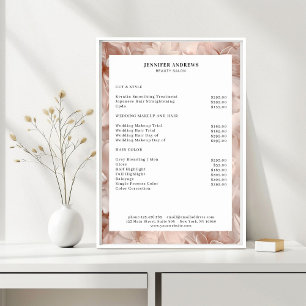 Luxe, roze-beige, bloem, salon prijstlijst poster