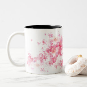 Luxe Roze Bloemen Bloemen Waterverf Abstracte Kuns Tweekleurige Koffiemok