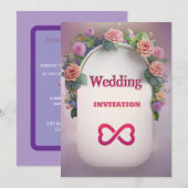 Luxe Roze Bloemen Kunst Huwelijksuitnodiging Kaart (Voorkant / Achterkant)