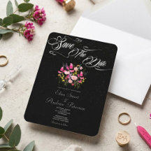 Luxe Roze Bloemige Save the Date Uitnodiging