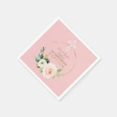 Luxe Roze Blush Bloem 1e Verjaardag en Doop Servet (Hoek)