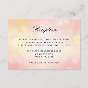 Luxe Roze Bokeh Glitter Licht TROUWRECEPTIE Informatiekaartje