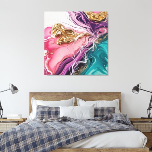 Luxe roze en goud canvas afdruk (Insitu (Slaapkamer))